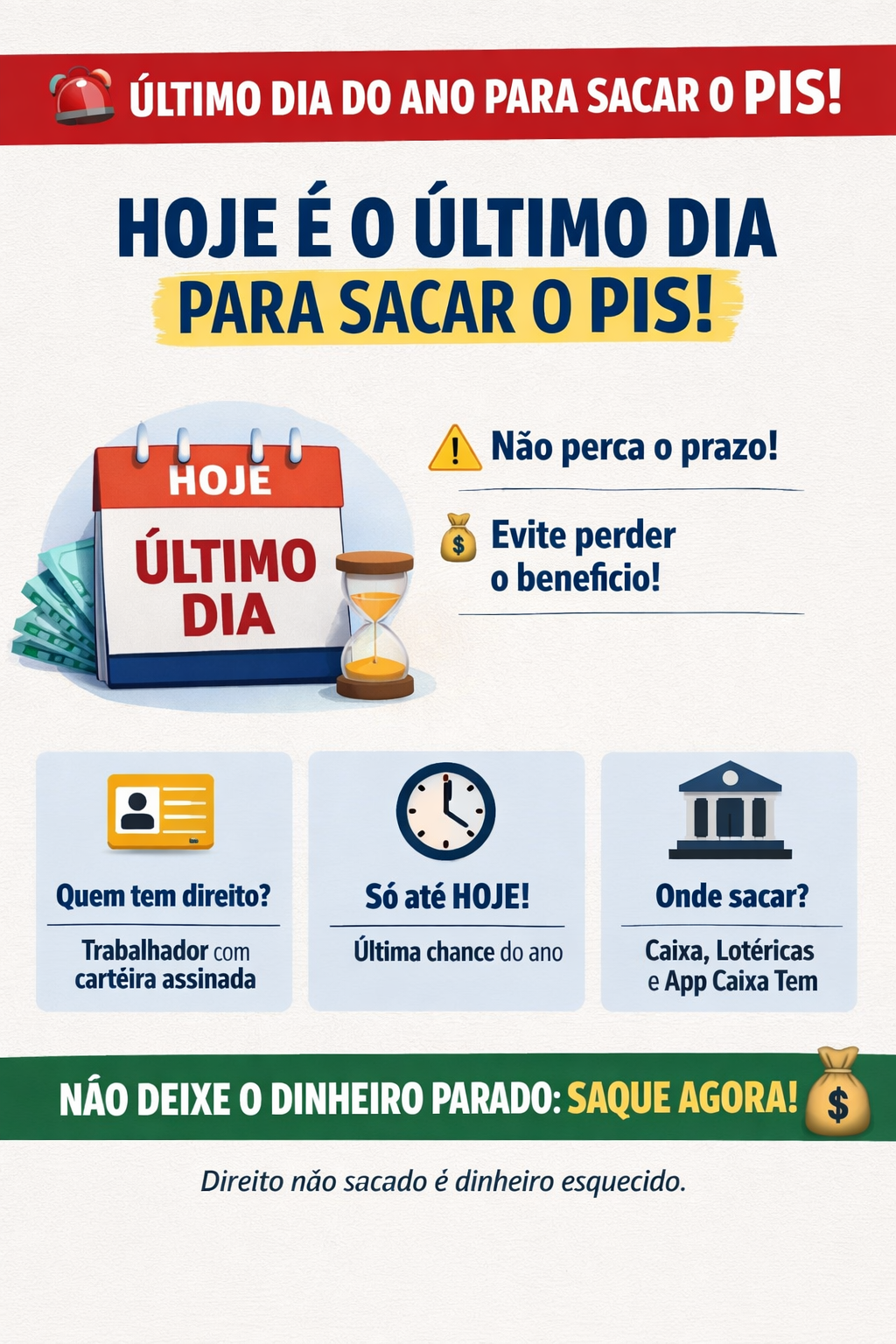 Último dia do ano para sacar o PIS: não perca o prazo!