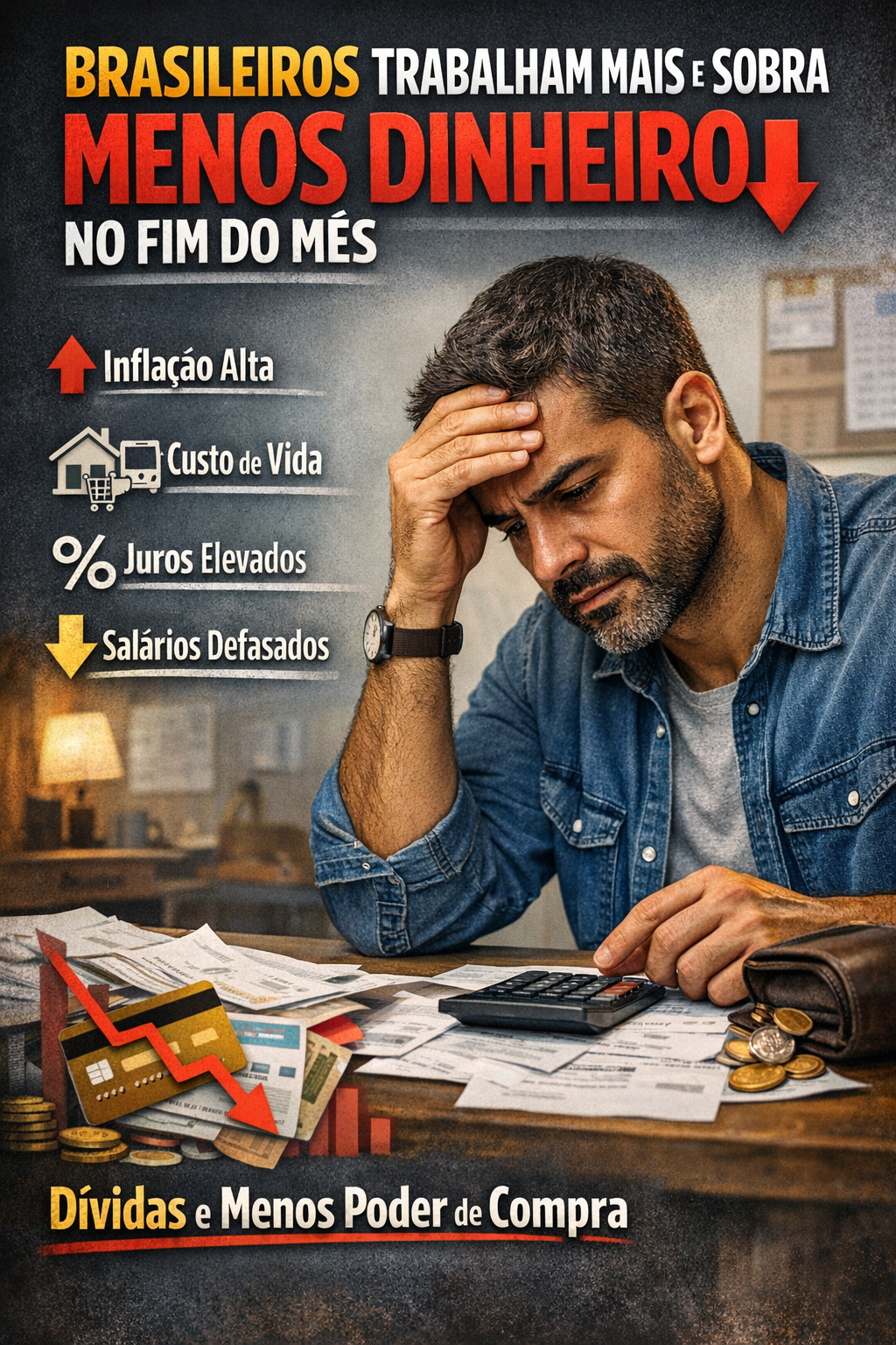 Brasileiros estão trabalhando mais e sobrando menos dinheiro no fim do mês