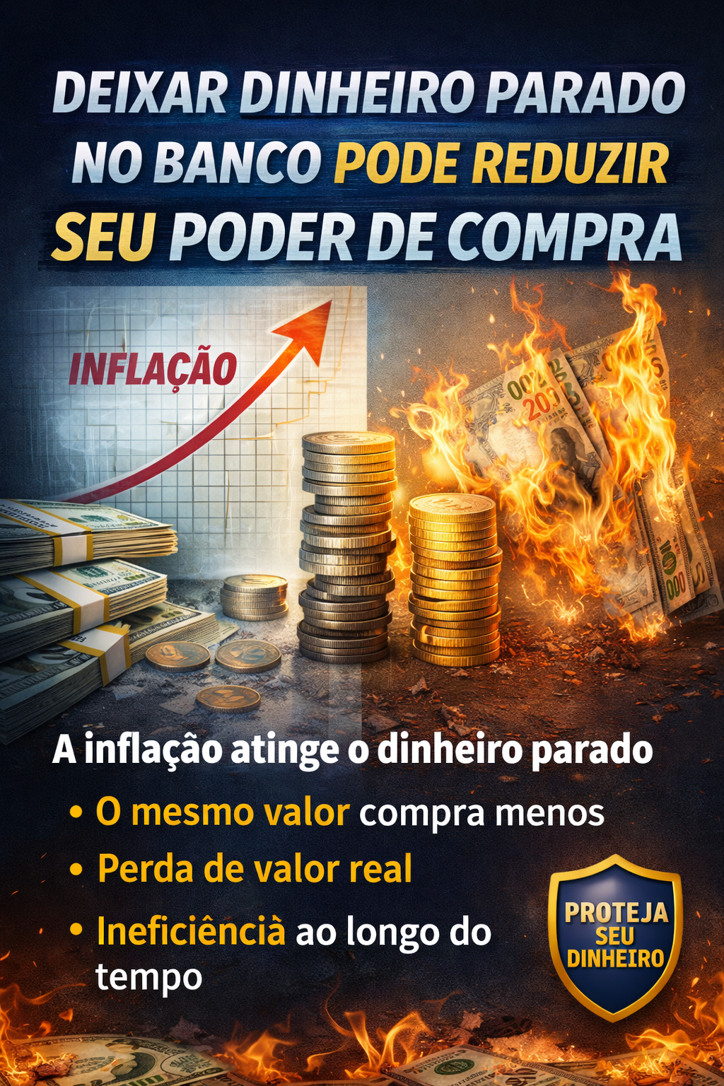 Deixar dinheiro parado no banco pode reduzir seu poder de compra