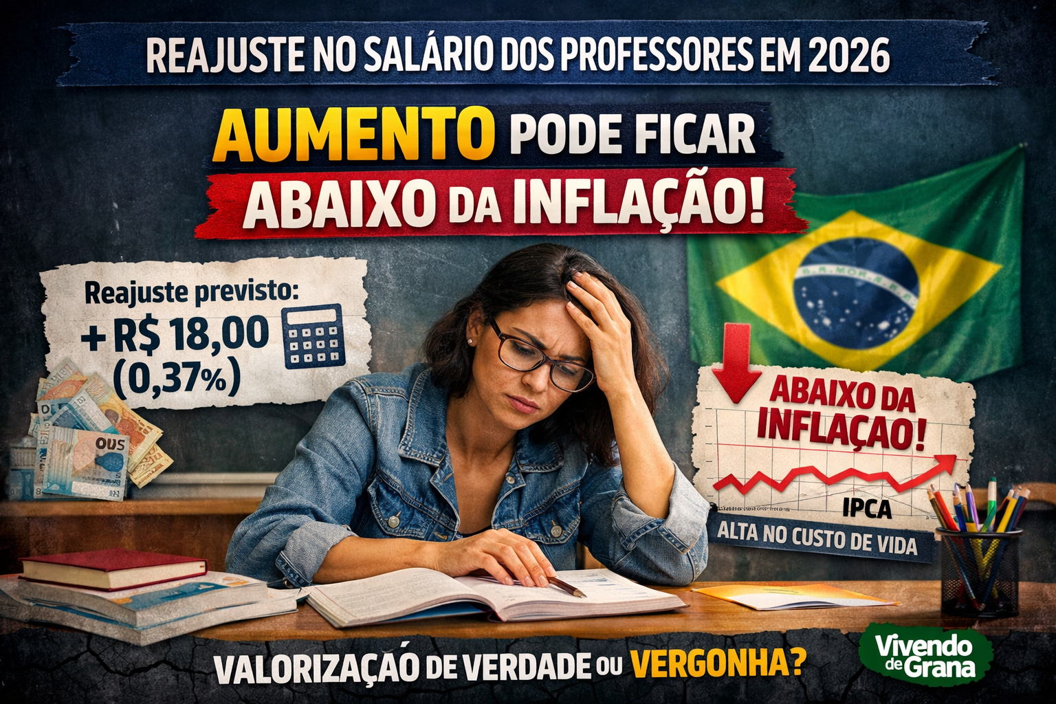 Salário dos professores será reajustado em 2026, mas aumento pode ficar abaixo da inflação