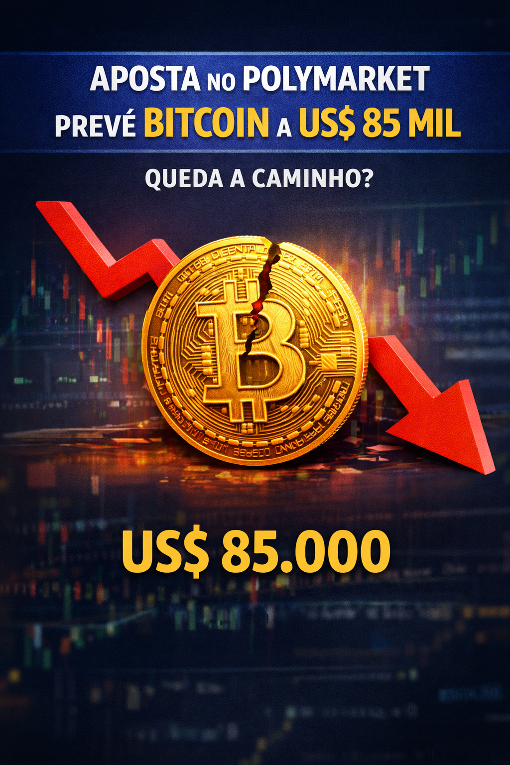 Aposta no Polymarket indica chance de Bitcoin cair para US$ 85 mil: o que isso significa?