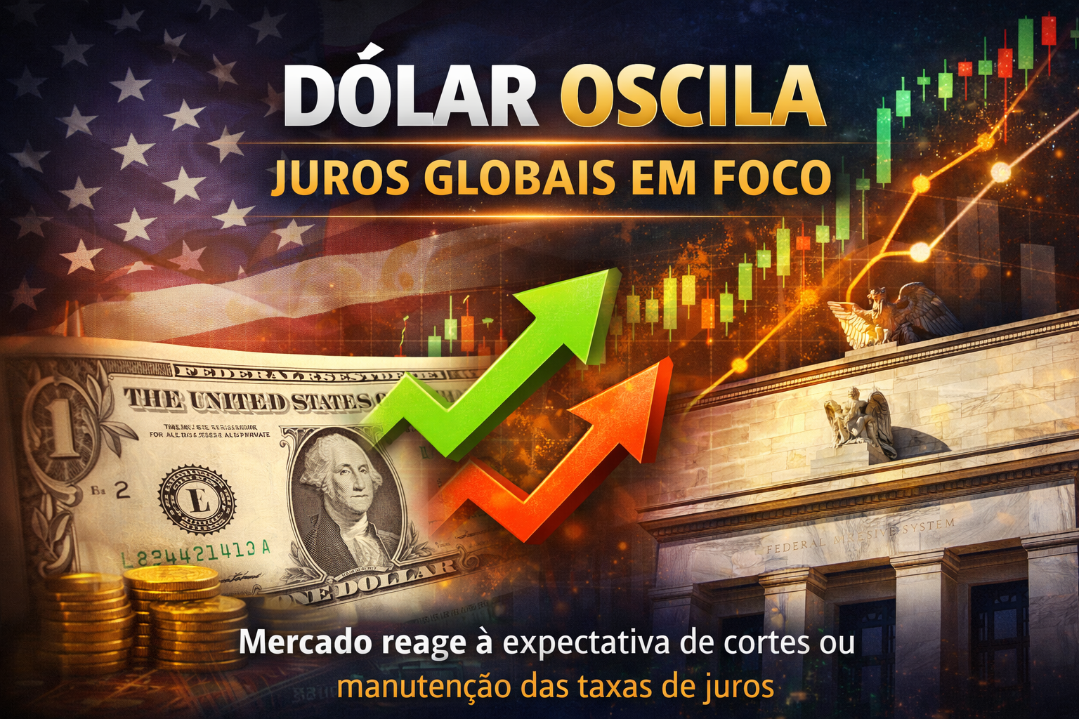 Dólar oscila e mercado reage a expectativas sobre juros globais