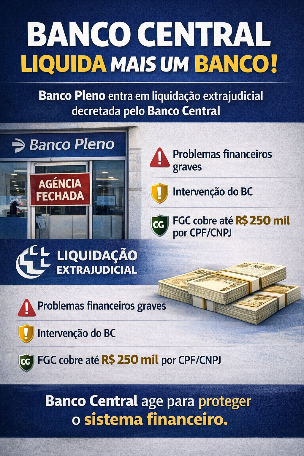 Banco Central liquida mais um banco: entenda o caso do Banco Pleno e o impacto no sistema financeiro