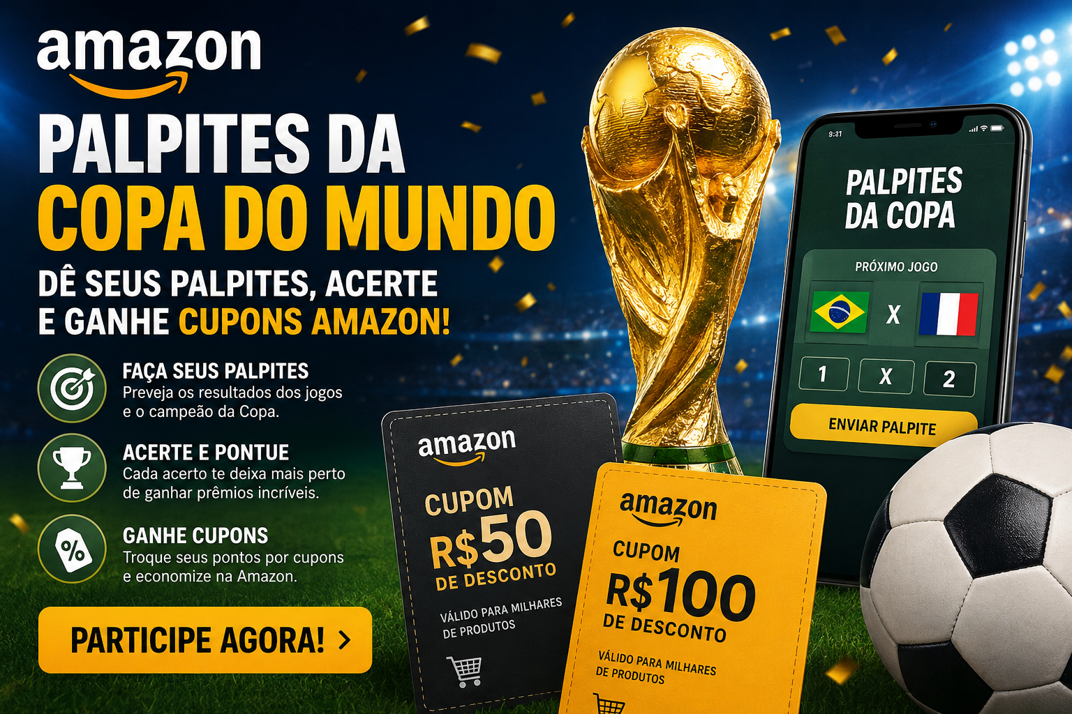 Amazon Usa Palpites da Copa do Mundo para Distribuir Cupons: Veja Como Aproveitar